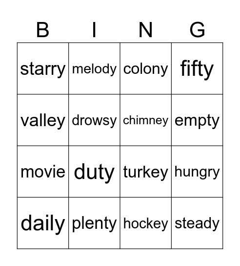 Gr 4 Week 14 Spelling Bingo Card