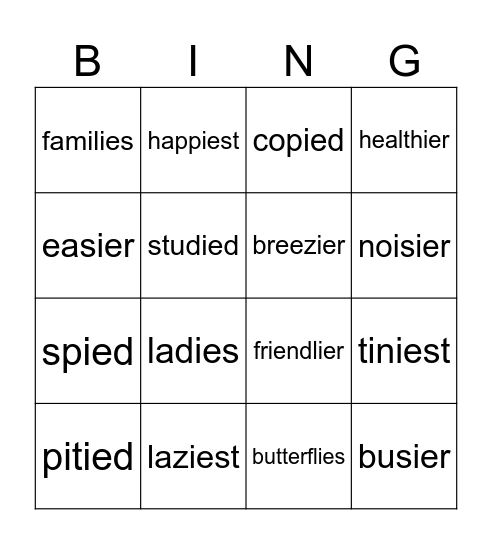 Gr 4 Week 15 Spelling Bingo Card