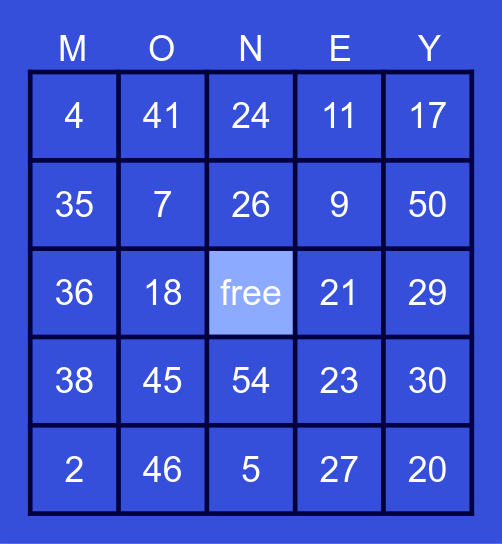 💰💰💰 Bingo Card