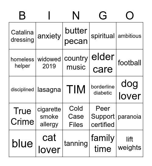 Tim BINGO! Bingo Card
