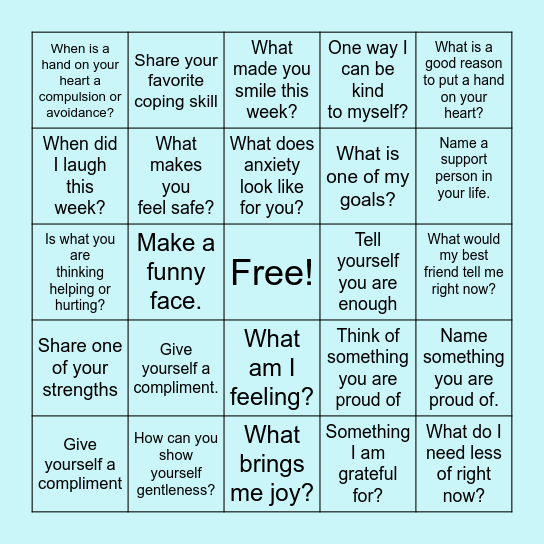 Self-Compassion Bingo Card