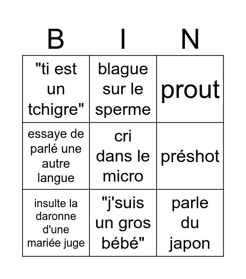 Pierre delahousse Bingo Card