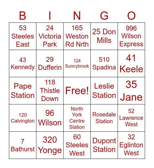 TTC Bingo Card