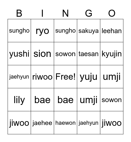Nono's Bingo! Bingo Card