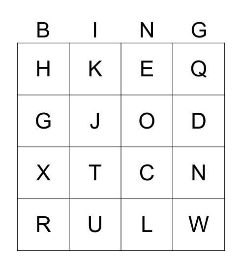 abc 2 Bingo Card
