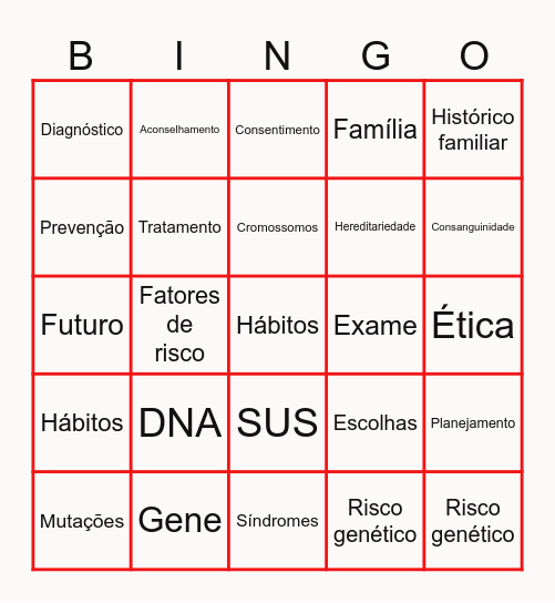 Bingo Genético Bingo Card