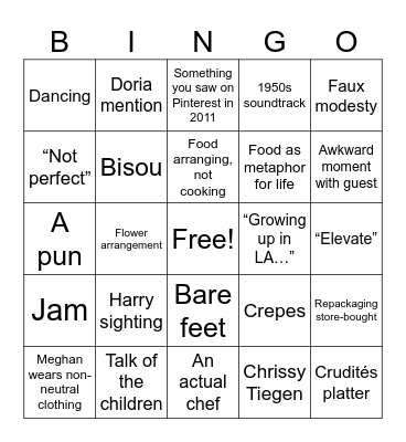 With Love, Meghan Bingo Card
