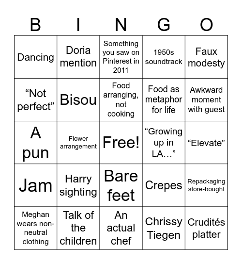 With Love, Meghan Bingo Card