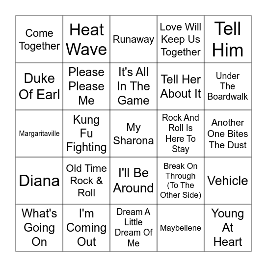 Music Bingo! Bingo Card