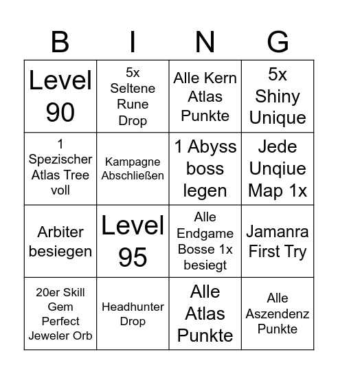 PoE 2 Bingo Card