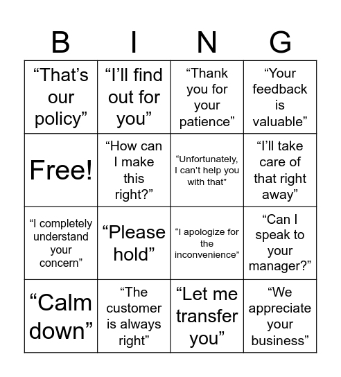 Communication Bingo Card