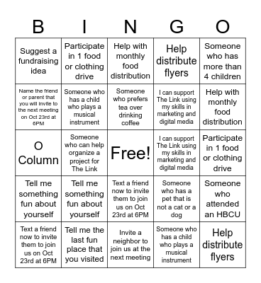 NORTH SPRINGS - LINK UP WITH US! Bingo Card