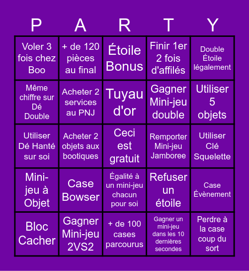 MARIO PARTY JAMBOREE Bingo Card