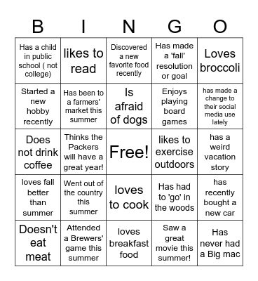 Find Someone Who... Bingo Card