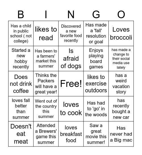 Find Someone Who... Bingo Card