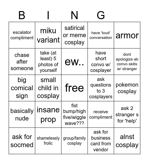 PAX bingo m Bingo Card