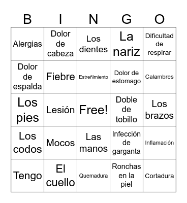 Enfermedades Bingo Card