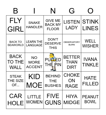 Moe Szyslak Bingo Card