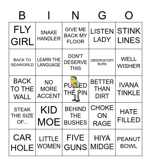 Moe Szyslak Bingo Card