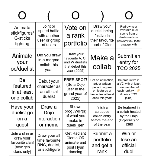 Dojo Growth Bingo Card