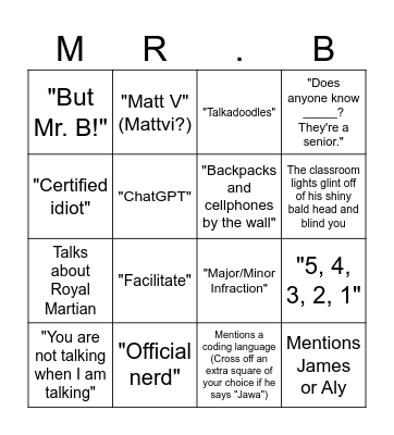 Mr. Bhatt Bingo Card