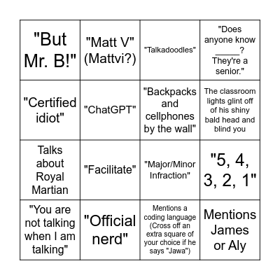 Mr. Bhatt Bingo Card