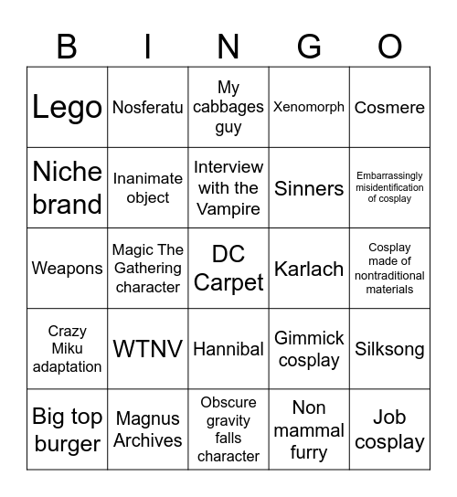 DragonCon 2025 Bingo Card