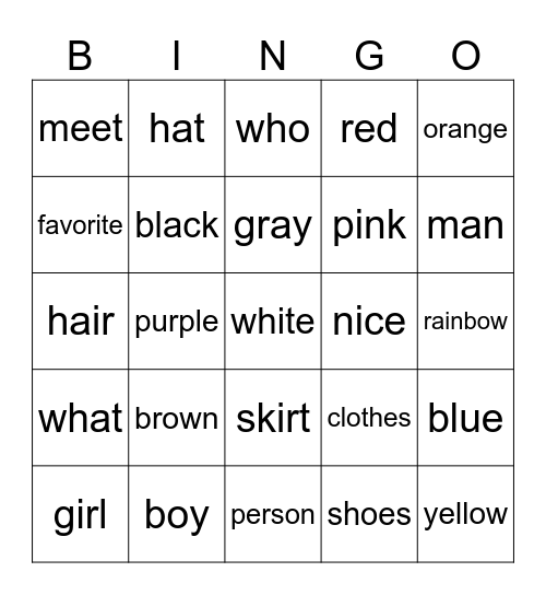 ASL 1 Unit 1 Bingo Card