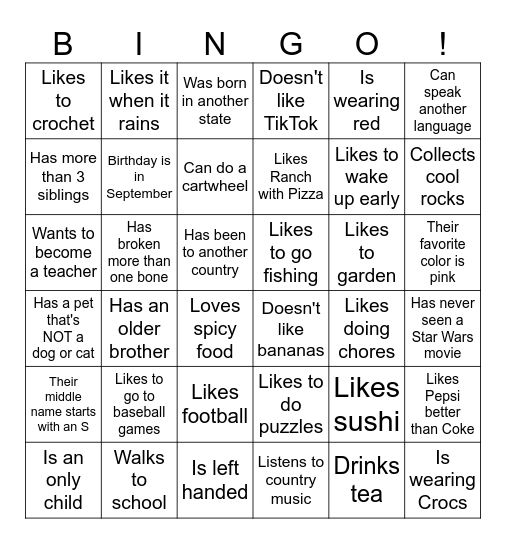 FIND SOMEONE WHO... Bingo Card