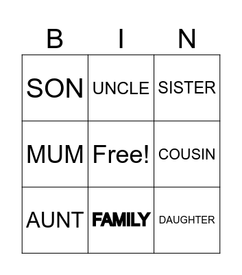 FAMILY MEMBERS Bingo Card
