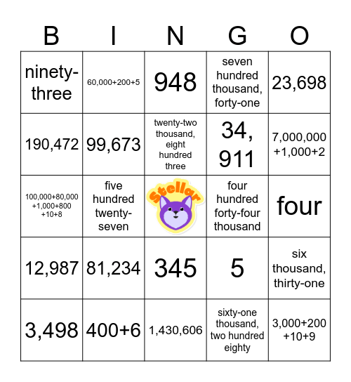 Place Value Bingo Card