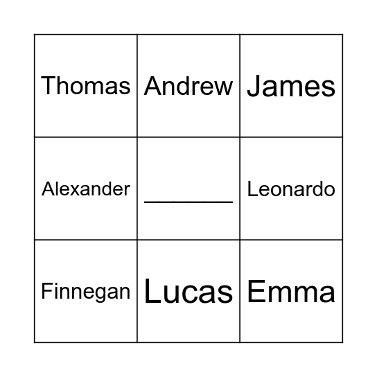 Name Bingo Card