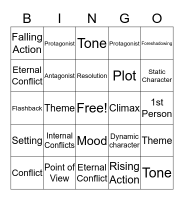 Literary Elements Bingo Card