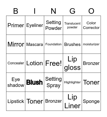 Makeup Bingo Card