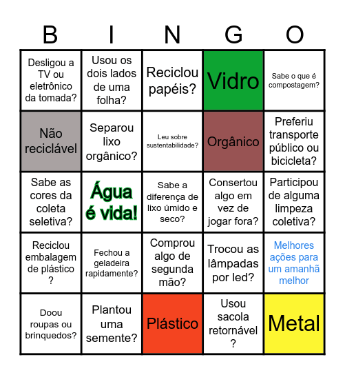 Bingo da Sustentabilidade Bingo Card