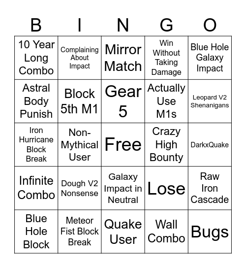Impact Bingo Card