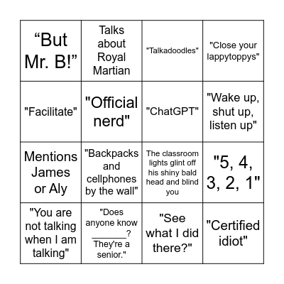 Mr. Bhatt Bingo 2 Bingo Card