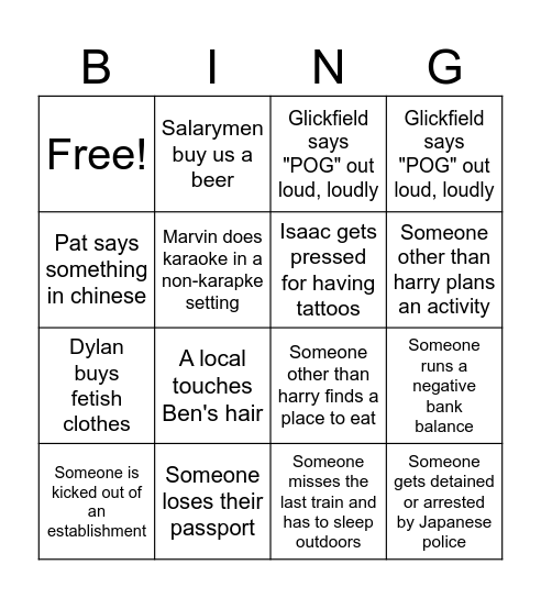 BING BONG BINGO Card