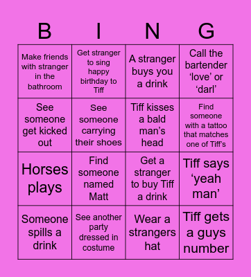Tiff’s Birthday Bingo Card