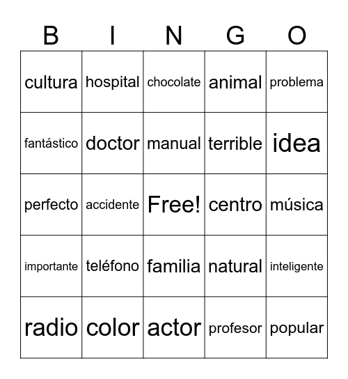 COGNADOS Bingo Card