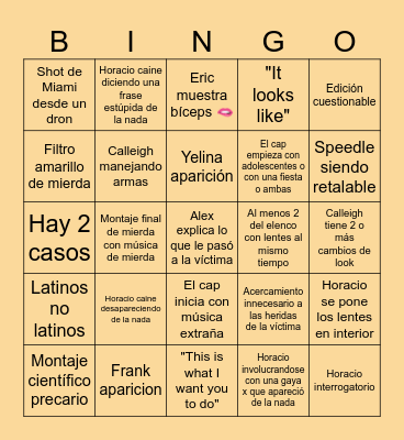 CSI MIAMI YEAAH 🗣️🔥 Bingo Card