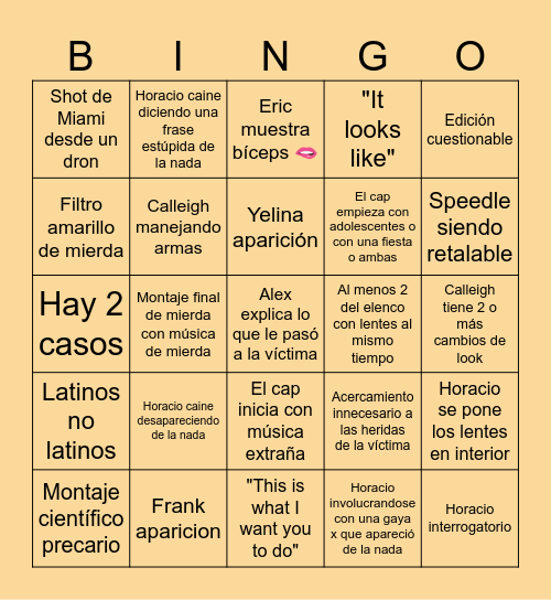 CSI MIAMI YEAAH 🗣️🔥 Bingo Card