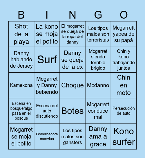 Hawaii five-0 Bingo Card