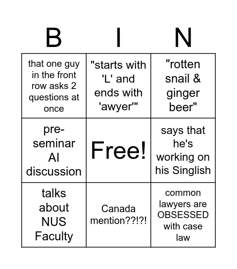 LC2010D Bingo Card