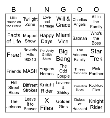 TV Themes II Bingo Card