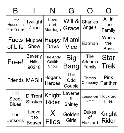 TV Themes II Bingo Card