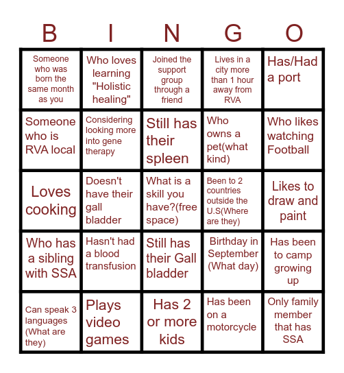 The Warrior Collective Scavenger Bingo Card