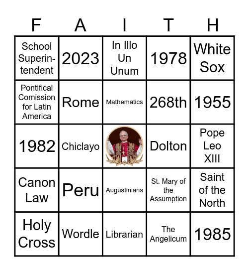 Benedictus Bingo Card