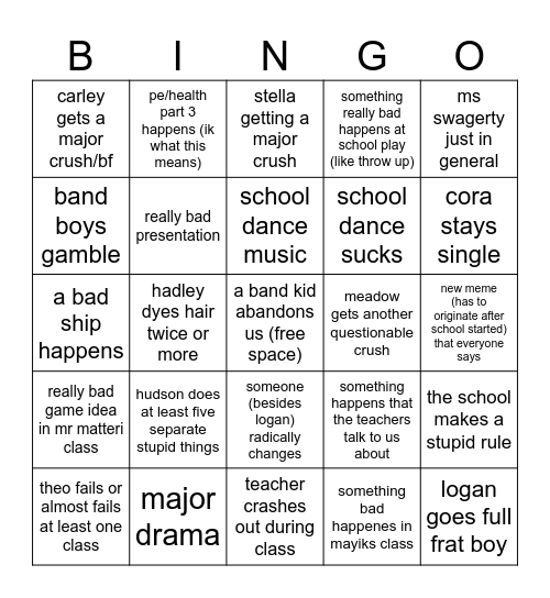 SCHOOL 25-26 BINGO Card
