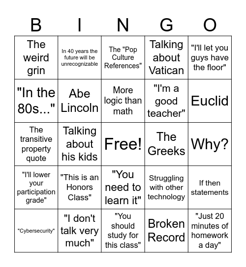 Stoltenberg Bingo Card
